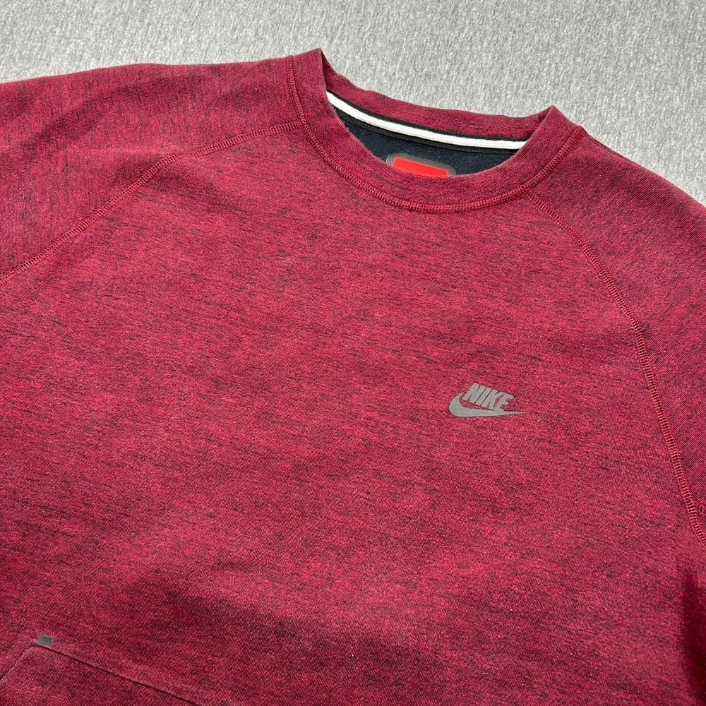 Nike Tech‎ Fleece Crewneck Sweatshirt Mens Large Burgundy Long Sleeve